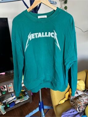 Daydreamer Teal Green Metallica Graphic Crewneck